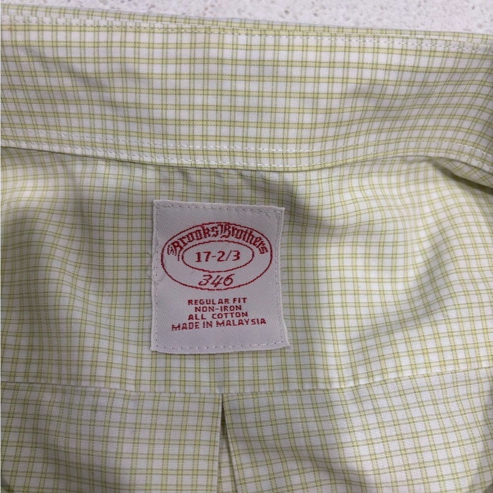 Brooks Brothers Pale Green Dress Shirt, Size 17 2/3 - Picture 4 of 10